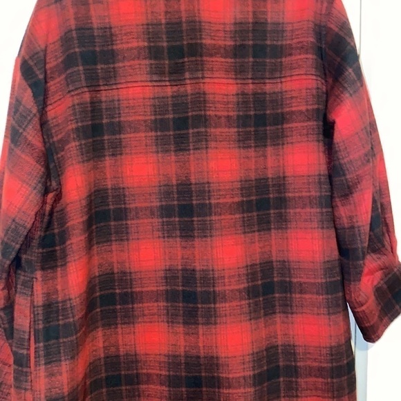 BANANA REPUBLIC FACTORY WOMAN RED PLAID LONG SHACKET COAT SIZE M .NEW WITH TAGS - Picture 9 of 11